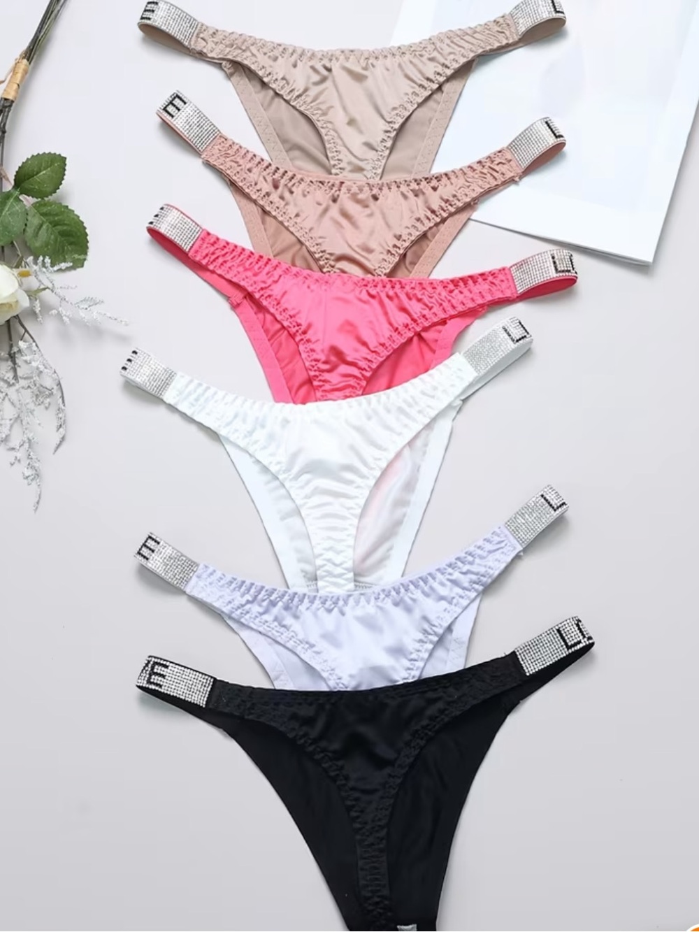 Embellished 'LOVE' Rhinestone Thongs - Picture 2 of 3